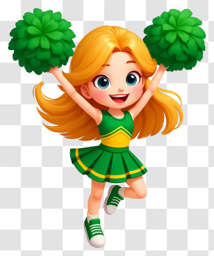 Cheerleader Girl - Green Cheerleader Cartoon Girl Transparent PNG