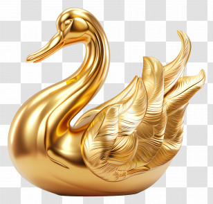 Gold Swan - Golden Swan Sculpture Illustration Transparent PNG