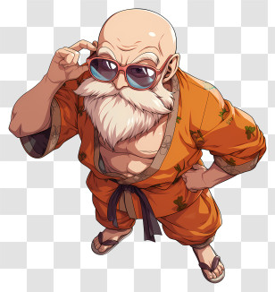 Master Roshi - Cool Old Man Cartoon Illustration Transparent PNG