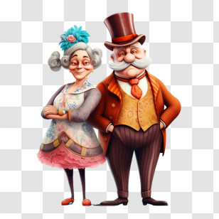 Uncle And Aunt Day - Elderly Couple In Vintage Clothing Transparent PNG