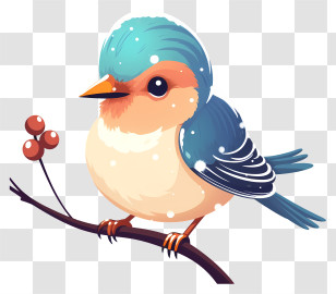 Blue And White Bird - Winter Bluebird Perching On Branch Transparent PNG