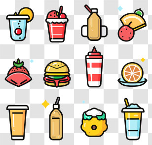 Food Drinks - Food And Drinks In Cartoon Style Transparent PNG