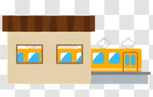 Icon - Train Station With Yellow Train Transparent PNG