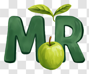 Mr Apple Logo - Green MR Letters With Apple Transparent PNG