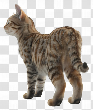 Standing Cat Side View - Striped Domestic Cat Standing In Profile Transparent PNG