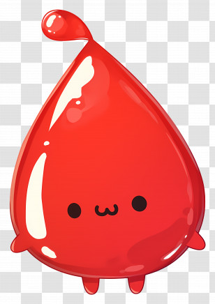 Blood Droplet - Cute Red Cartoon Blood Drop Character Transparent PNG