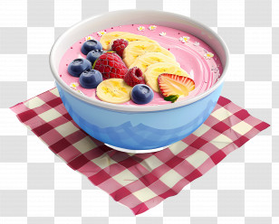 Smoothie Bowl - Pink Smoothie Bowl With Fresh Fruits Transparent PNG