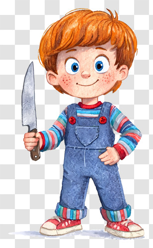 Cartoon Chucky - Redhead Boy Holding Knife Transparent PNG