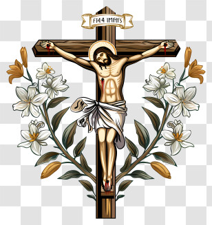 Orthodox Good Friday - Crucifix With Floral Design Transparent PNG