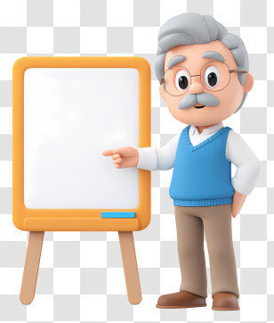 Teacher Giving Lesson - Teacher With Board Cartoon Illustration Transparent PNG