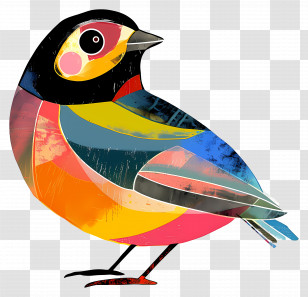 Bird - Brightly Colored Artistic Bird Illustration Transparent PNG