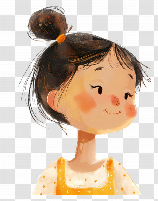 Girl With Ponytail - Smiling Girl With Hair Bun Transparent PNG