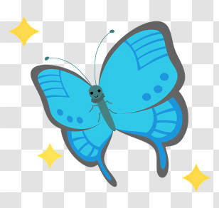 Blue Butterfly - Cute Blue Butterfly With Sparkles Transparent PNG