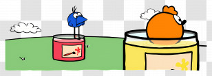 Peep And The Big Wide World - Blue Bird And Orange Fish In Paint Cans Transparent PNG