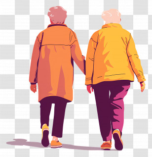 Senior Citizens Day - Two Senior People Walking Together Transparent PNG