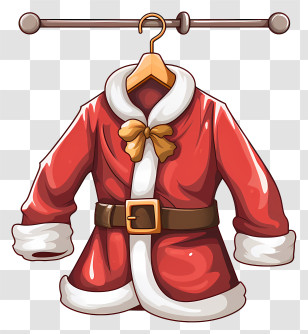 Santa Claus Jacket - Santa Claus Coat Hanging On A Hanger Transparent PNG