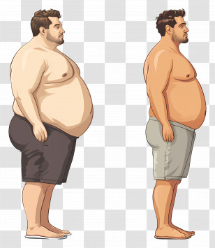Male Weight Loss - Illustration Of Overweight Men Transparent PNG