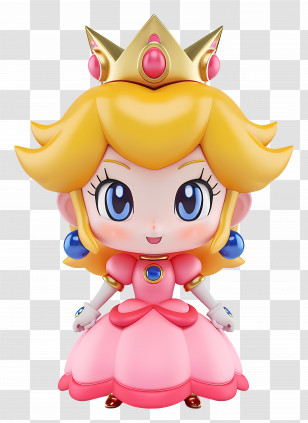 Princess Peach - Adorable Cartoon Princess In Pink Dress Transparent PNG