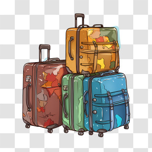 Suitcase - Colorful Set Of Travel Suitcases Transparent PNG