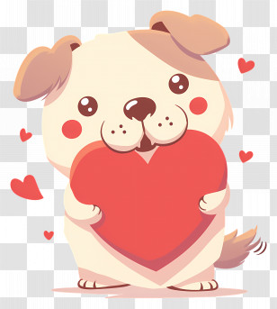 Dog Heart - Cute Dog With Heart Illustration Transparent PNG