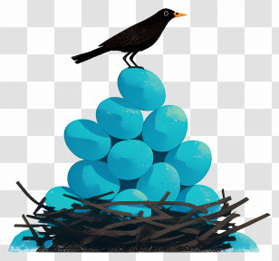 Bird On Blue Eggs - Bird With Blue Eggs In Nest Transparent PNG