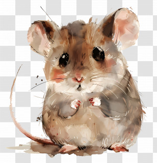 Cute Mouse - Watercolor Cute Cartoon Mouse Illustration Transparent PNG