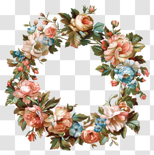Flower Wreath - Floral Wreath With Colorful Flowers Transparent PNG