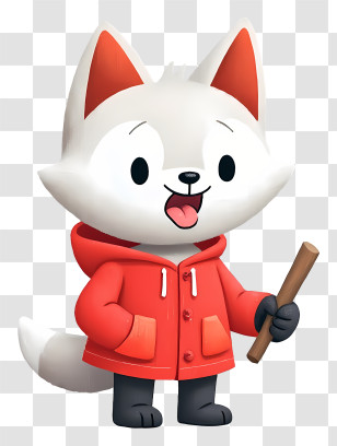 Cute Cartoon Arctic Fox - Cute White Fox In Red Hoodie Transparent PNG
