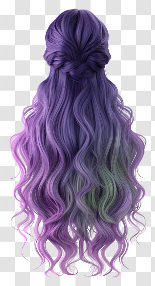 Long Hair Wig - Purple Wavy Hairstyle Illustration Transparent PNG