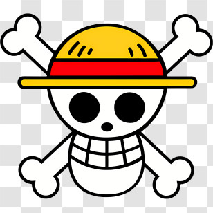 Straw Hat Pirates Logo - Cartoon Skull With Crossbones And Hat Transparent PNG