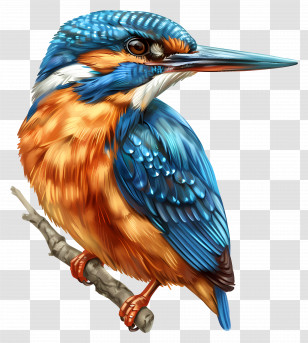 Kingfisher - Vibrant Kingfisher Bird Illustration Transparent PNG