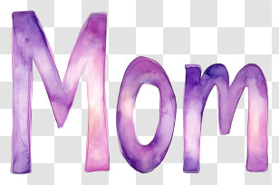 Mom Font Purple - Purple Watercolor Mom Text Transparent PNG