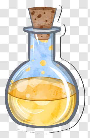 Cartoon - Glass Bottle With Yellow Liquid Illustration Transparent PNG