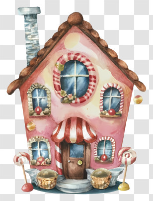 Drawing - Gingerbread House With Candy Transparent PNG
