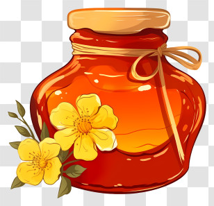 Glass Jar - Honey Jar With Flowers Transparent PNG
