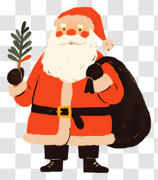 Quirky Santa - Santa Holding A Little Tree Transparent PNG