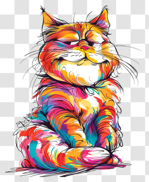 Cute Cat - Colorful Sitting Cat Transparent PNG