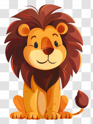 Lion - Cartoon Lion With A Playful Expression Transparent PNG