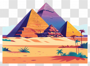 Pyramids Of Giza - Vibrant Desert Landscape With Pyramids Transparent PNG