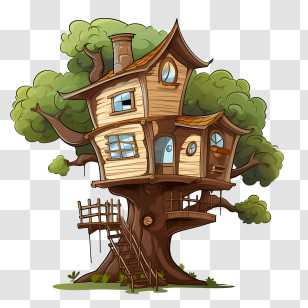 Tree House - Charming Artistic Treehouse Design Transparent PNG