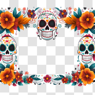 Dia De Muertos - Day Of The Dead Decorative Frame Design Transparent PNG