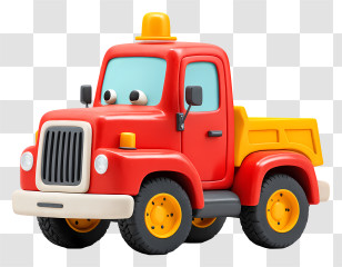 Big Truck Car - Red Toy Truck With Yellow Details Transparent PNG