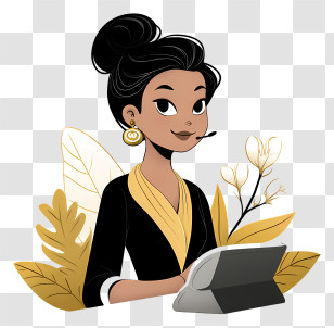 Receptionist - Woman With Headset And Tablet Transparent PNG