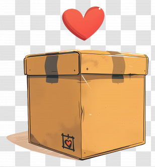 Cardboard Box - Cardboard Box With Heart Symbol Transparent PNG