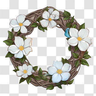 Jasmine Wreath - Beautiful White Floral Wreath Design Transparent PNG