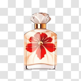 Perfume Bottle - Elegant Perfume Bottle With Flower Design Transparent PNG
