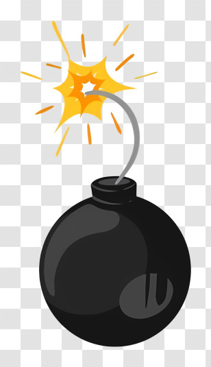 Timer Bomb - Black Bomb With Sparking Fuse Illustration Transparent PNG