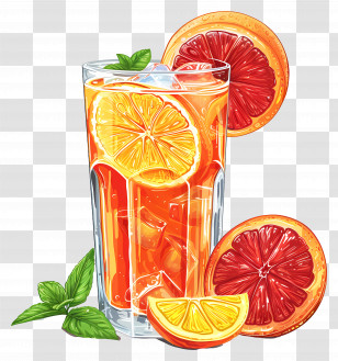Juice - Refreshing Orange Drink With Citrus Slices Transparent PNG