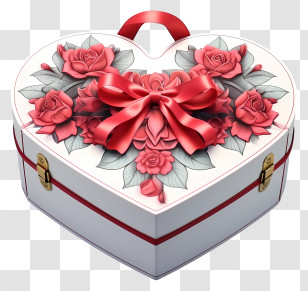 Gift Box - Heart-Shaped Box With Roses Illustration Transparent PNG