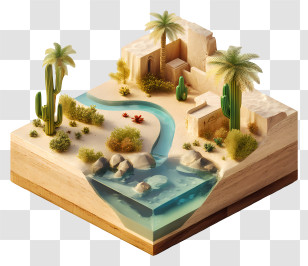 Desert Oasis - Desert Landscape With Oasis Transparent PNG